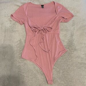 Wild Fable Pink Ribbed Bodysuit
